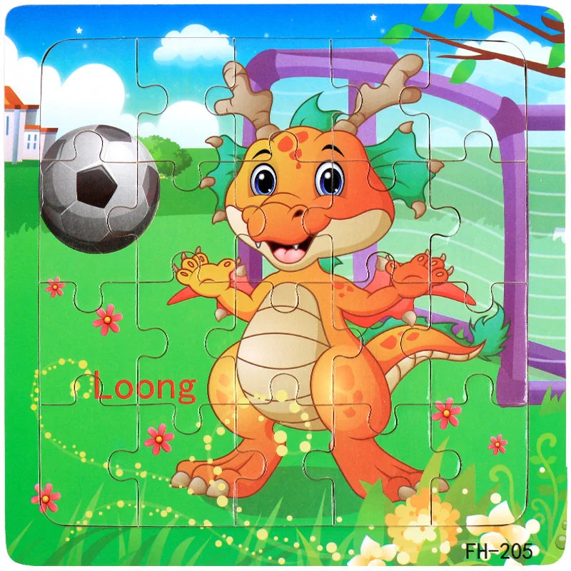 Wooden 3D Cartoon Puzzle — Montessori Educational Toy for Toddlers & Kids Ages 3–6