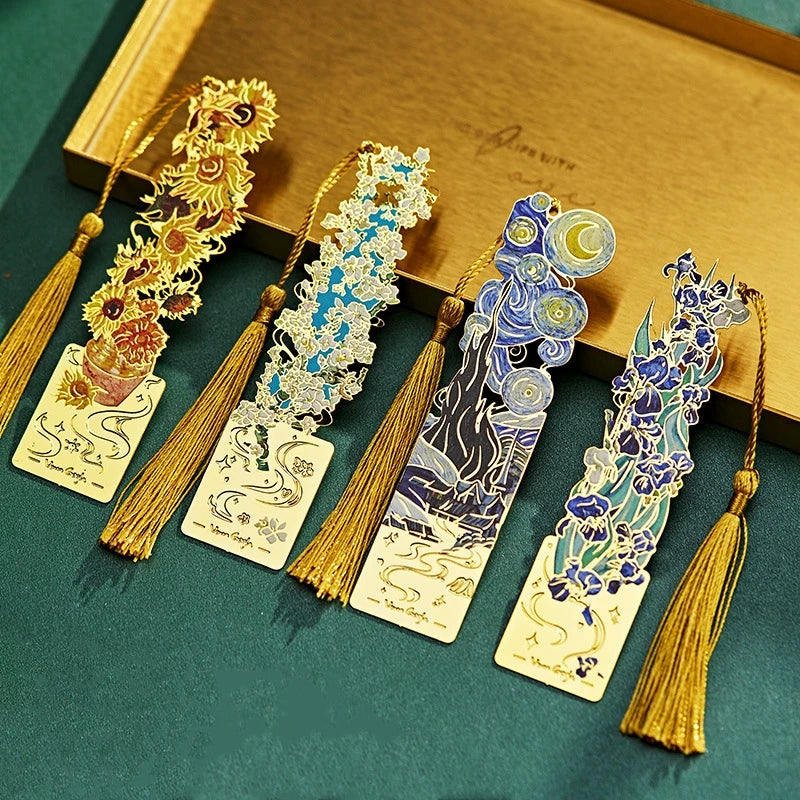 Van Gogh Art Bookmarks | Vintage Metal Bookmarks with Tassel