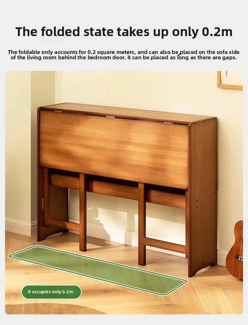 Foldable Bamboo Desk with Built-In Storage Shelf – No-Assembly Space-Saving Study & Computer Desk for Bedroom & Small Spaces
