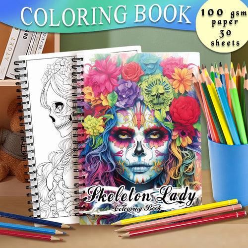 Adult Spiral Coloring Book — 30 Sheets, 100gsm Thick Paper, Mixed Themes