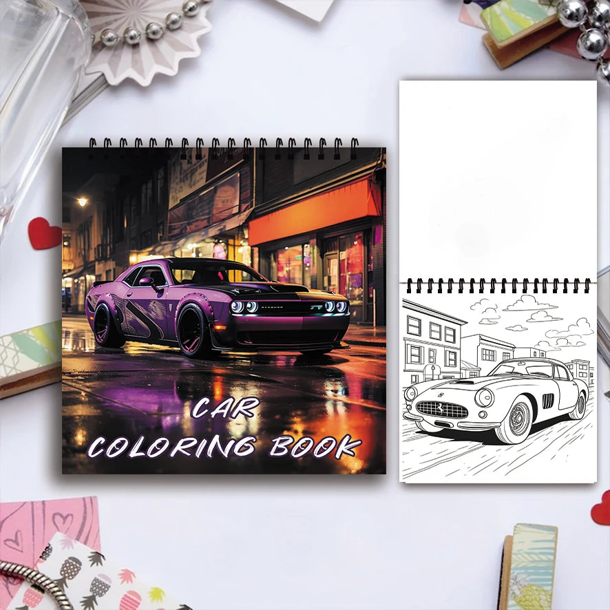 Classic Cars Adult Coloring Book — 32 Pages of Iconic Automobiles, 7.87" × 7.87"
