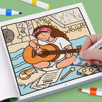 Girls' Fantasy Coloring Book - 24 Pages of Hand-Drawn Illustrations (3 Themes)