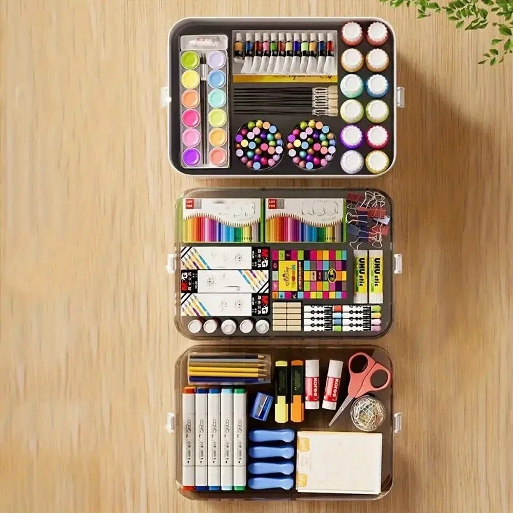 Multi-Layer Desk Organizer - Large Capacity Stationery Storage Box