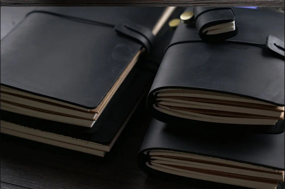 Genuine Leather Refillable Travel Journal - Handmade Retro Notebook with 192 Pages