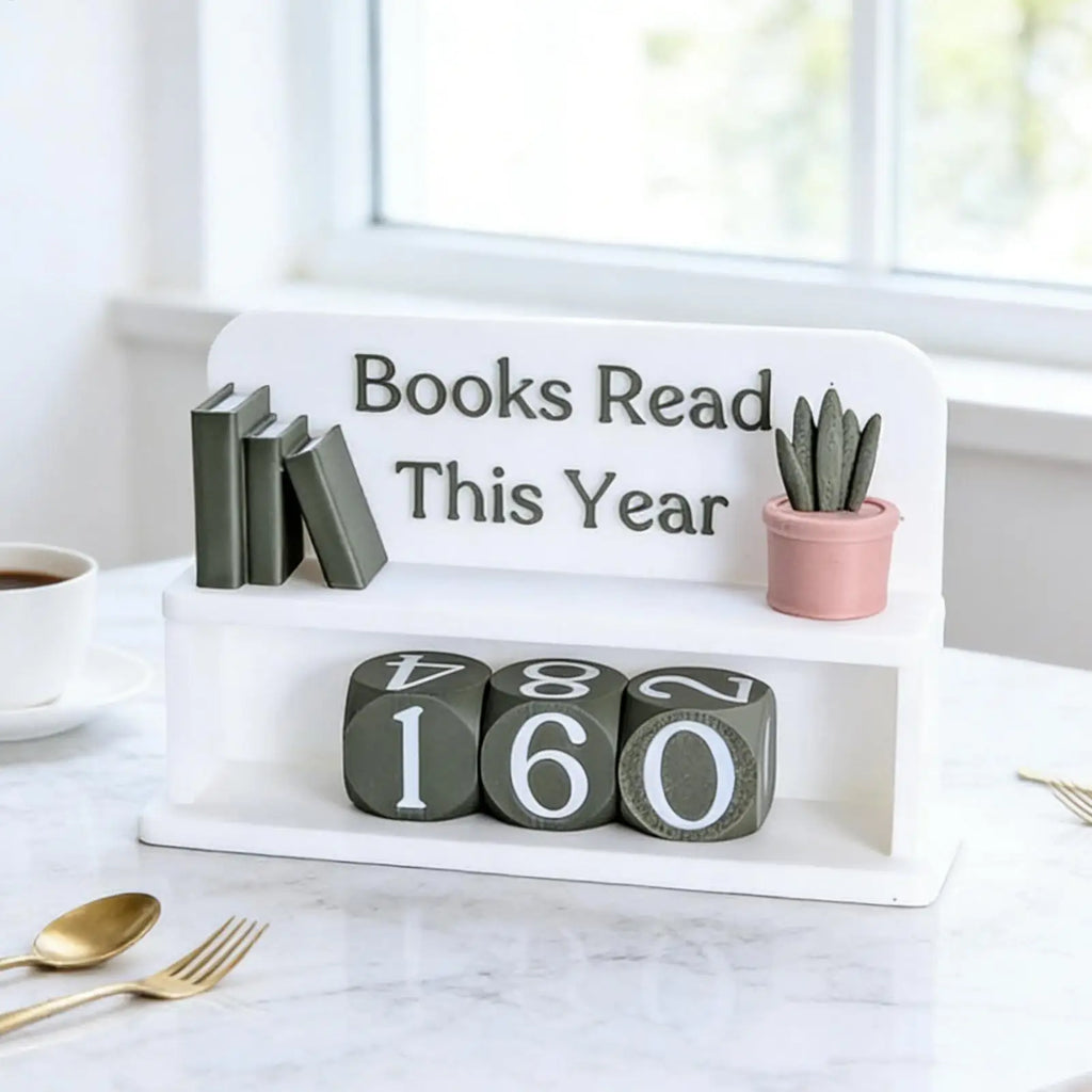 Books Read This Year Counter - Manual Reading Tracker & Shelf Decor for Book Lovers
