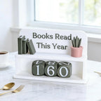 Books Read This Year Counter - Manual Reading Tracker & Shelf Decor for Book Lovers
