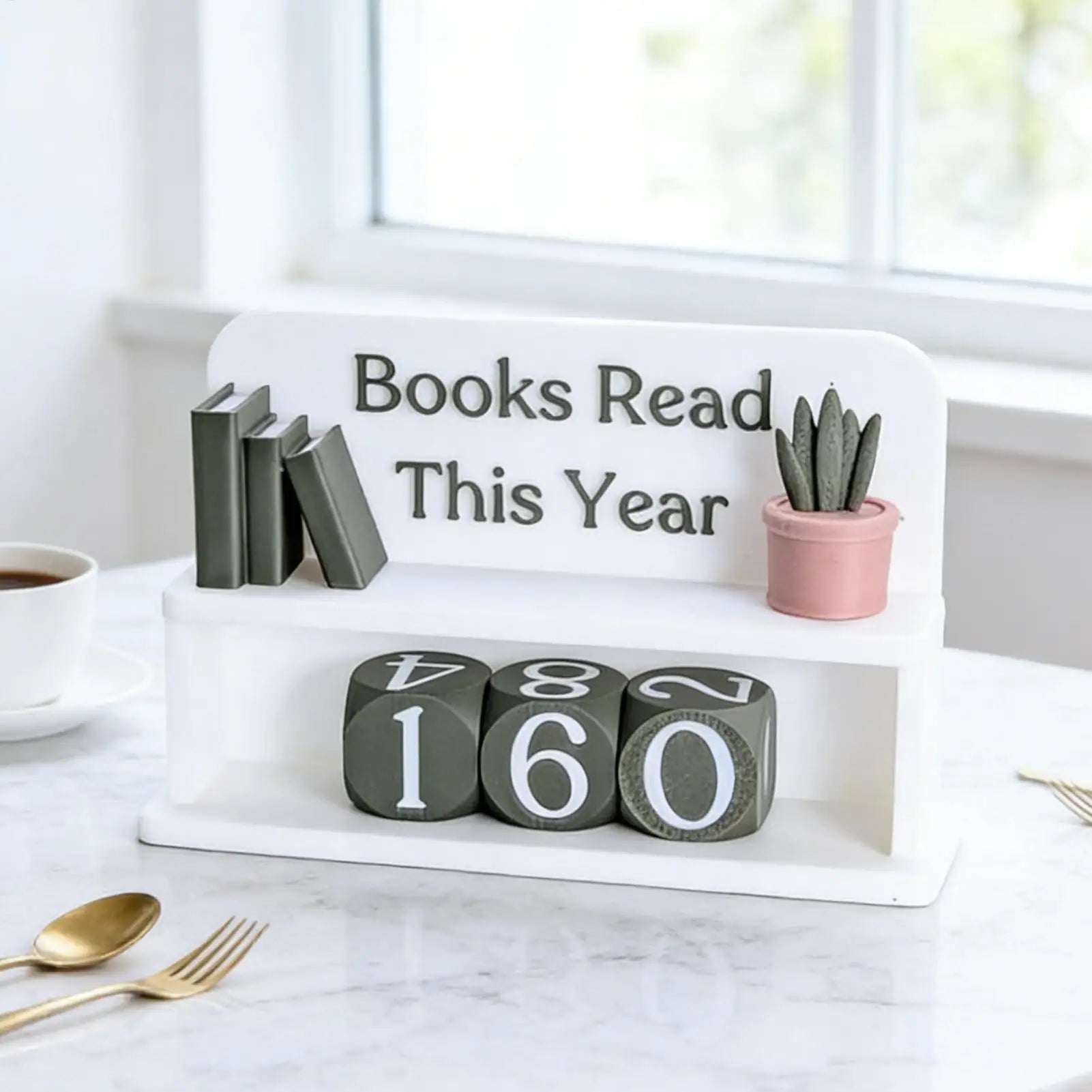 Books Read This Year Counter - Manual Reading Tracker & Shelf Decor for Book Lovers