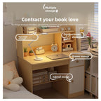 Kids & Teen Study Desk with Built-In Bookshelf – Integrated Storage Unit for Bedroom | 60cm & 80cm, Simple or Cabinet Version