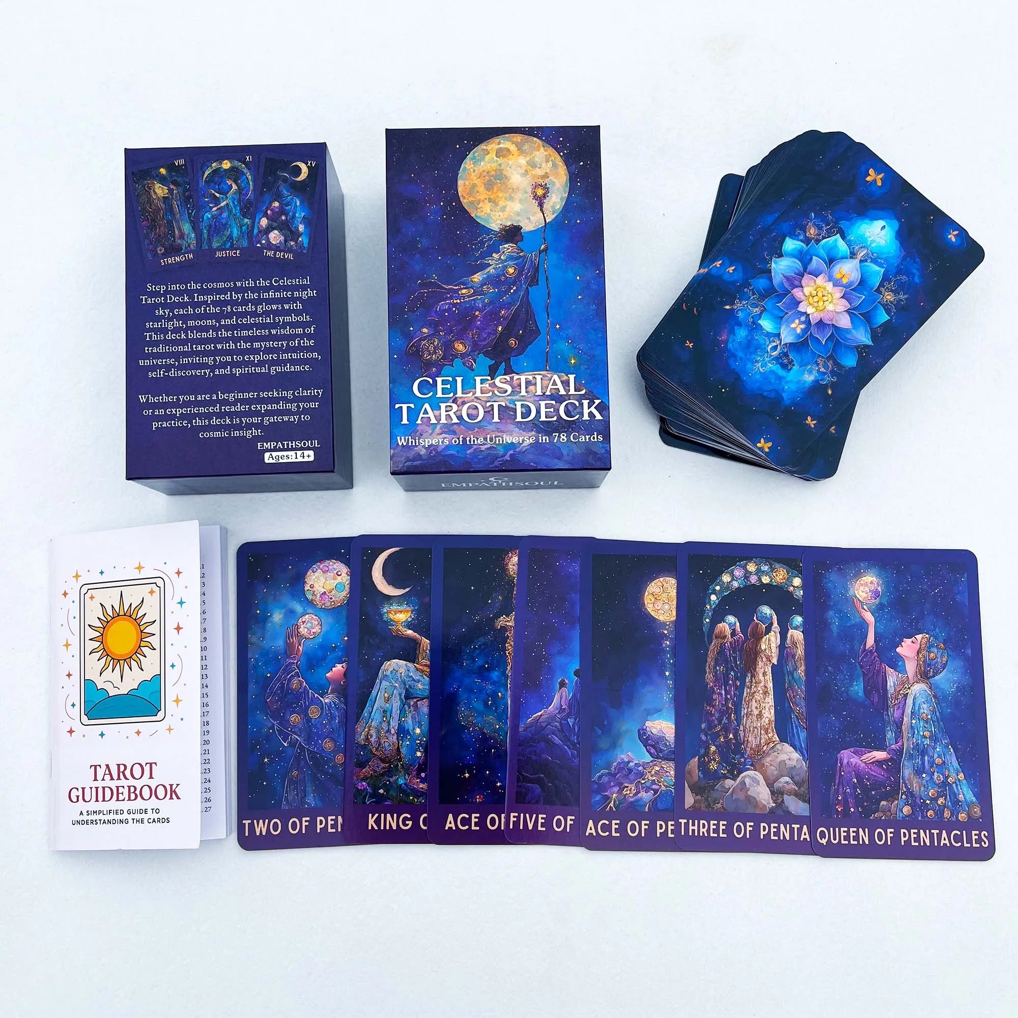 Classic Celestial Tarot Deck by Karol Robayo - 78 Cards with Guidebook