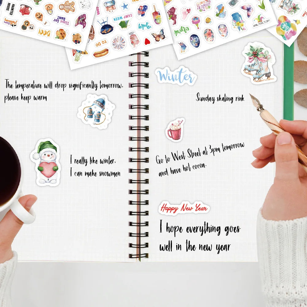 Monthly Calendar Stickers – 4 Sheets, 195 Stickers | Seasonal & Holiday Designs for Planners, Journals & Scrapbooks