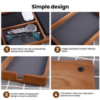 Wooden Desktop Storage Organizer Box with Compartments | Glasses, Phone, Earphones & Sundries | 2 Designs | Home & Office