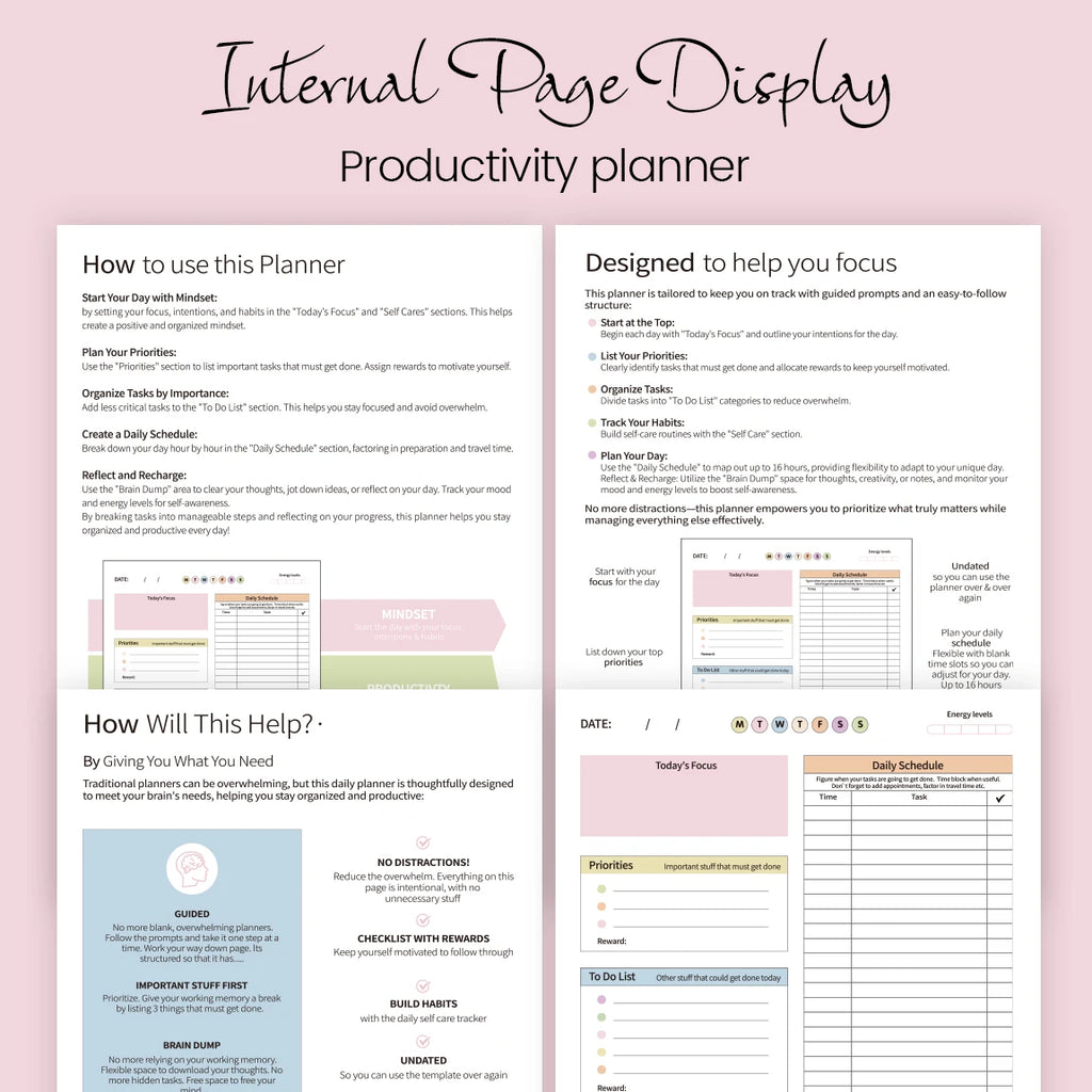 Floral Productivity Planner - Daily & Weekly Organizer with Priorities & To-Do Lists