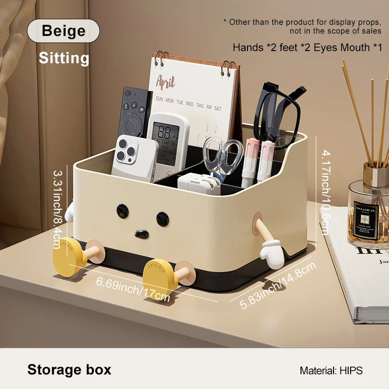 Desktop Organizer Box - 4-Compartment Multi-Use Storage | Standing or Sitting Design | Office, Dorm & Home