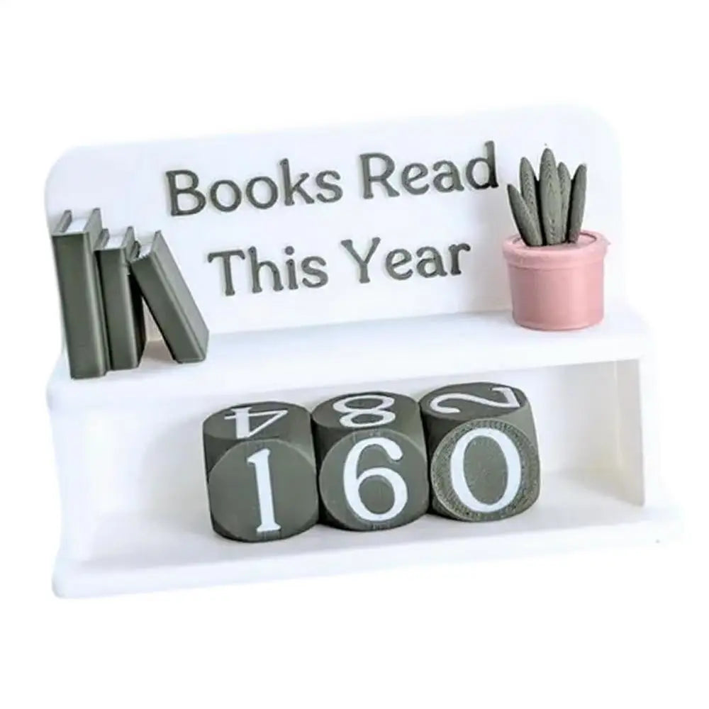 Books Read This Year Counter - Manual Reading Tracker & Shelf Decor for Book Lovers