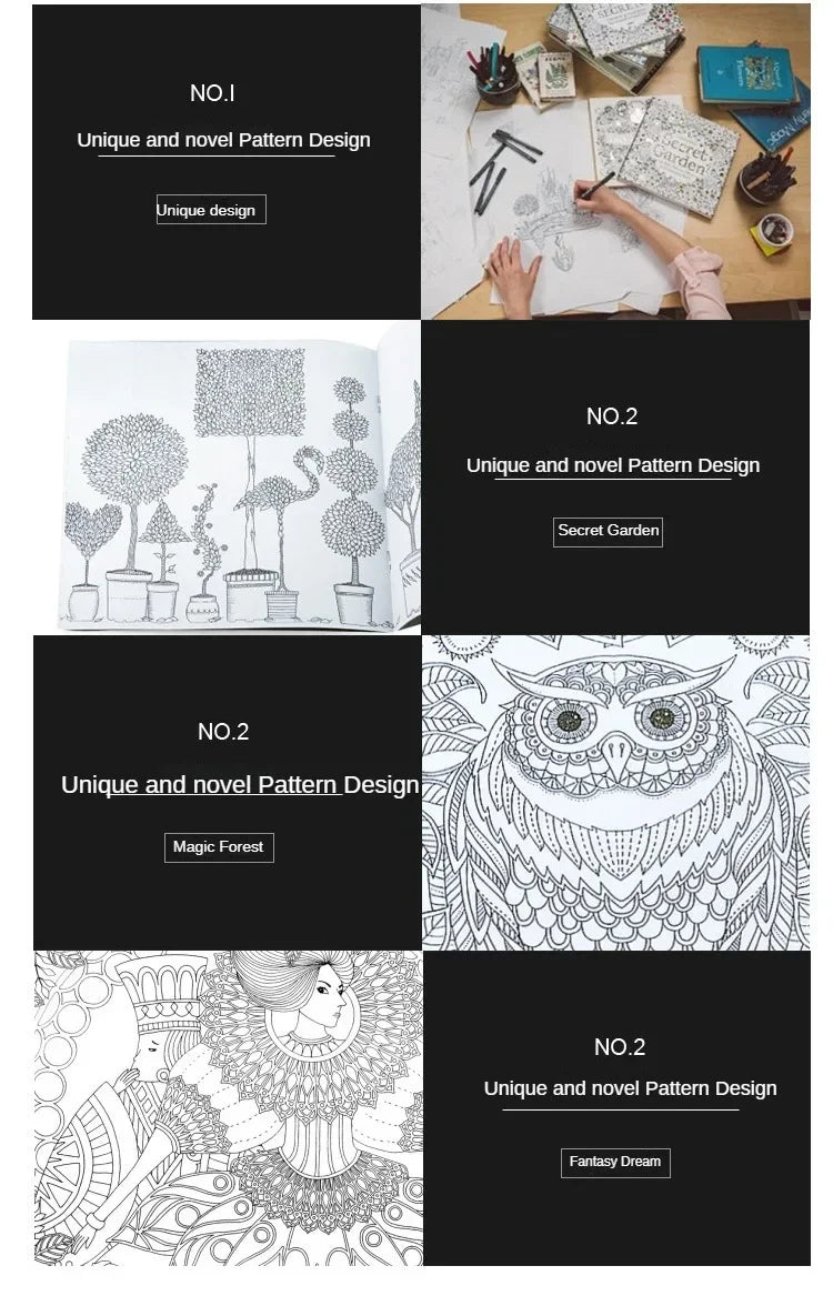 Adult Coloring Book — 24 Pages of Intricate DIY Illustrations for Stress Relief & Creative Flow