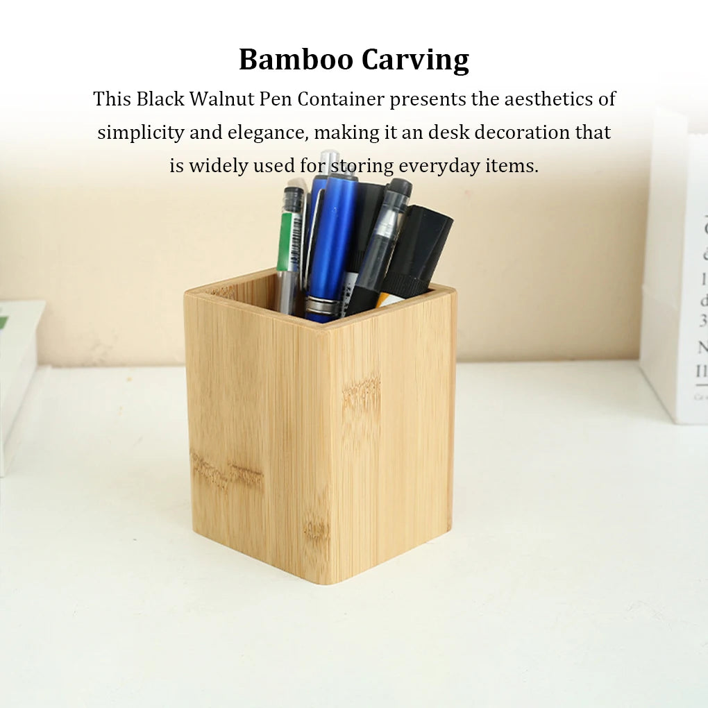 Handcrafted Wooden Pen Holder - Premium Desk Organizer in Walnut, Bamboo, Pine & Beech