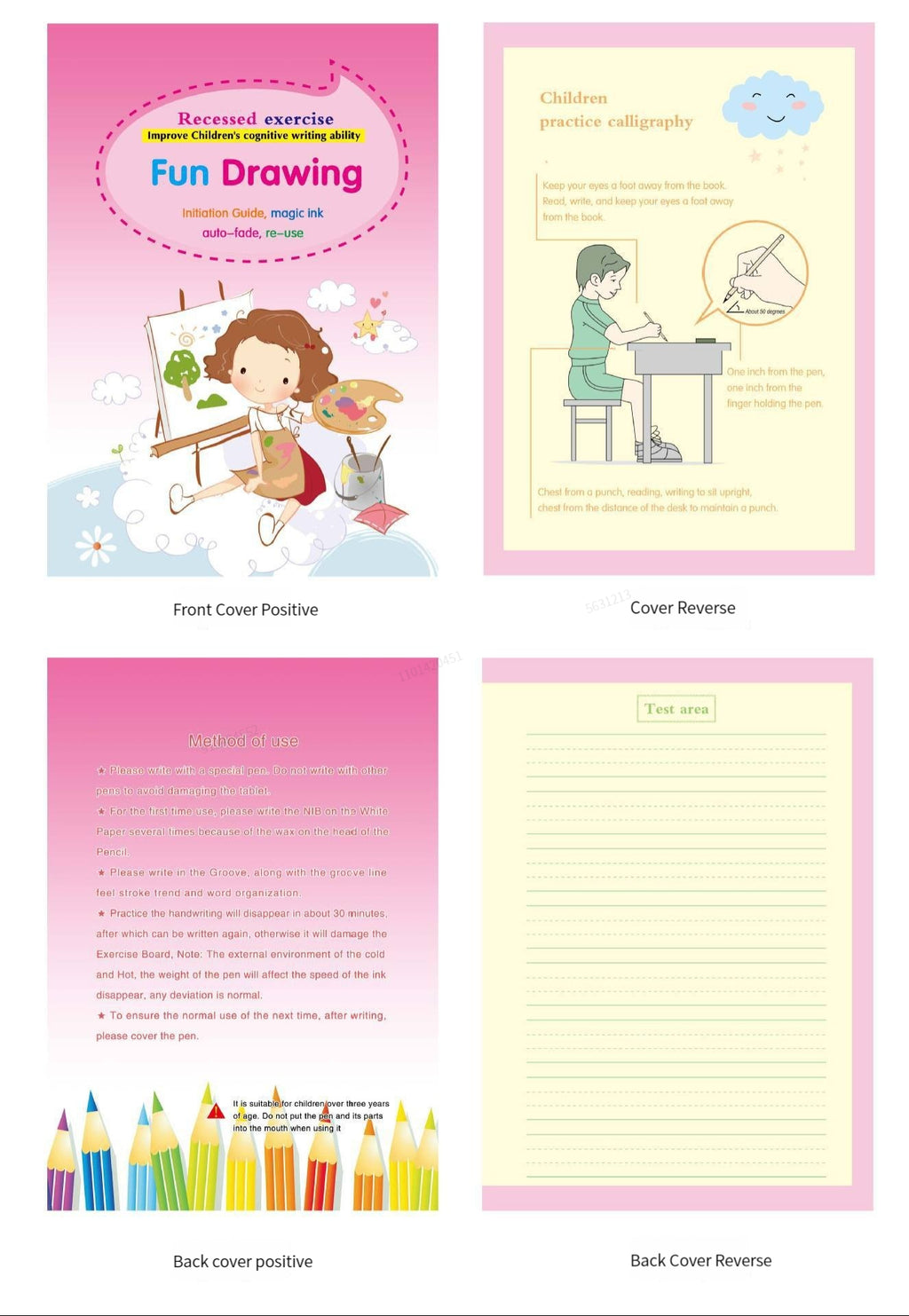 Magic Reusable Writing Practice Books | 4-Book Set with Auto-Disappearing Ink Pen