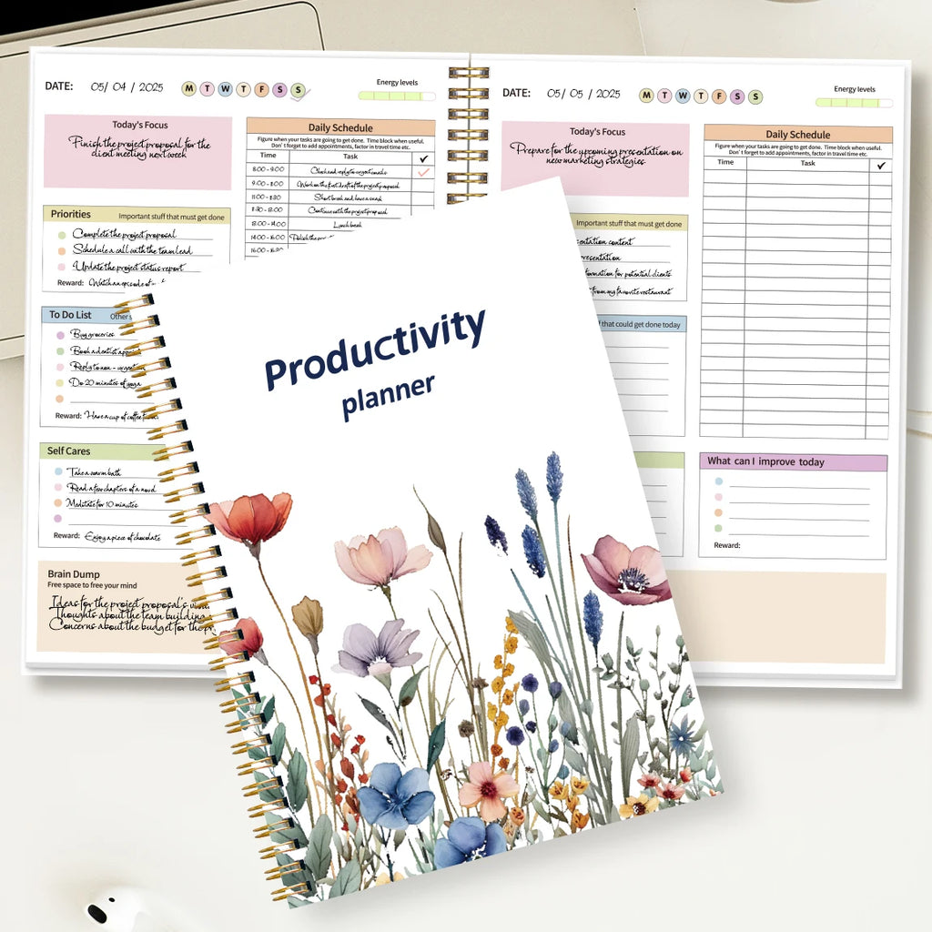 Floral Productivity Planner - Daily & Weekly Organizer with Priorities & To-Do Lists