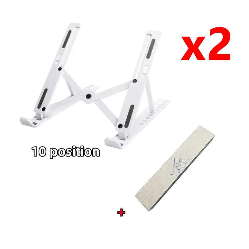 Foldable Laptop Stand – 10-Position Adjustable, Portable ABS Bracket for MacBook, Notebooks & Laptops up to 17" | Black & White