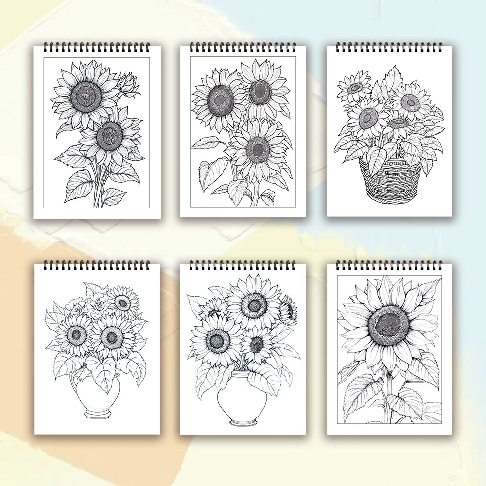 Adult Spiral Coloring Book - 30 Sheets Nature & Floral Themes | 11.2x8.3" Landscape Format | Birthday & Holiday Gift