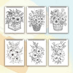 Adult Spiral Coloring Book - 30 Sheets Nature & Floral Themes | 11.2x8.3" Landscape Format | Birthday & Holiday Gift