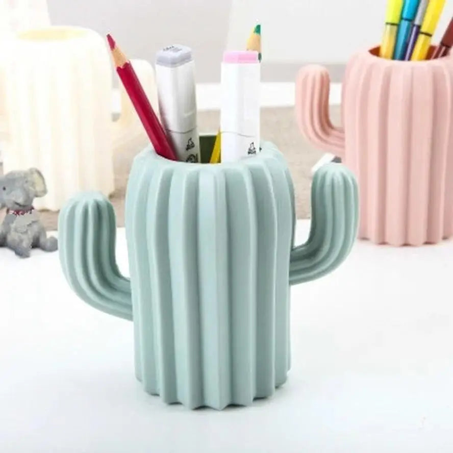 Cute Cactus Pen Holder - Fresh Desktop Organizer for Office & Home