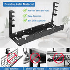 Under-Desk Cable Management Rack — Telescopic Metal Storage Tray, No Drilling Required
