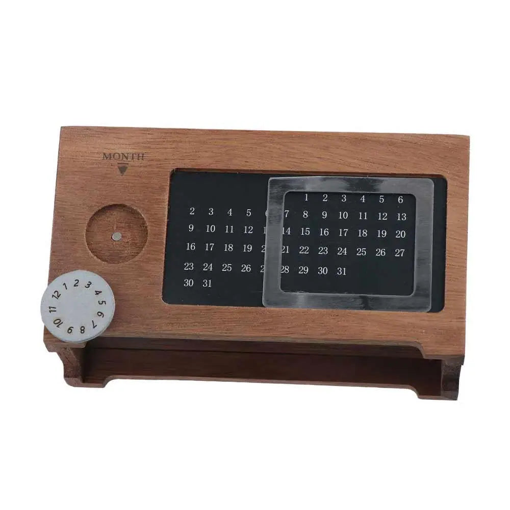 Wooden Pen Holder with Date Reminder — Elegant Desktop Organizer in Beech or Walnut