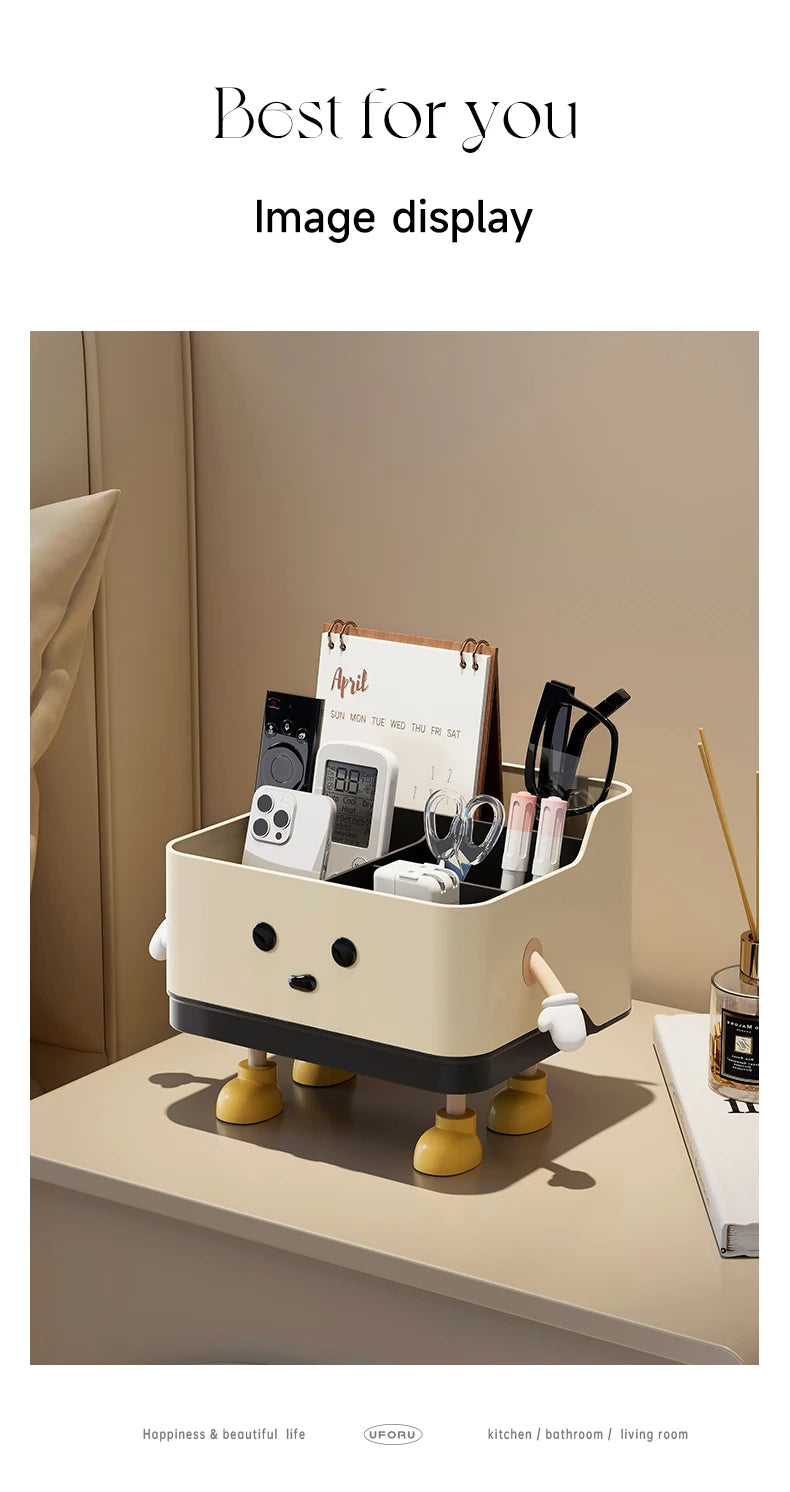Desktop Organizer Box - 4-Compartment Multi-Use Storage | Standing or Sitting Design | Office, Dorm & Home