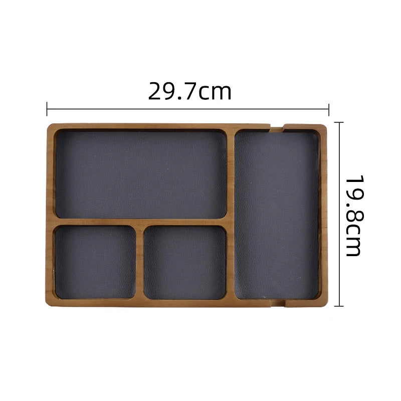Wooden Desktop Storage Organizer Box with Compartments | Glasses, Phone, Earphones & Sundries | 2 Designs | Home & Office