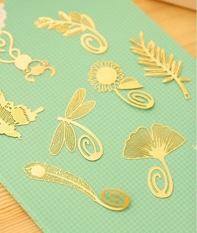 Gold Metal Bookmark - Botanical & Insect Designs | Flowers, Butterflies & More | 8 Designs | Elegant Reading Accessory & Gift