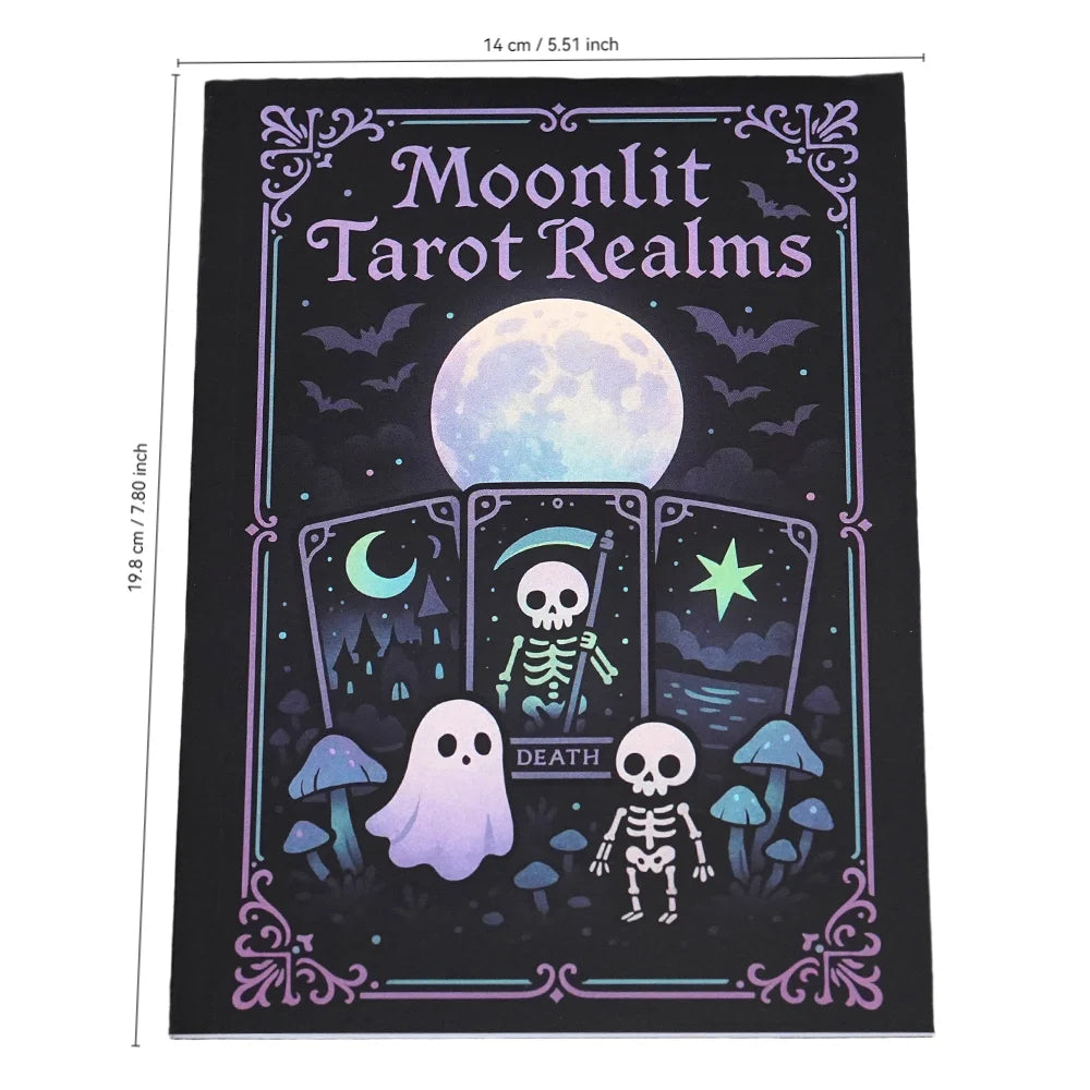 Moonlit Tarot Realms – Gothic Kawaii Tarot Coloring Book for Adults | Witchy, Mystical & Spooky Cute