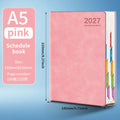 2027 Schedule Notebook – A5 Portable Planner | 365-Day Agenda with Monthly, Weekly & Daily Pages | PU Leather Cover | 6 Colors