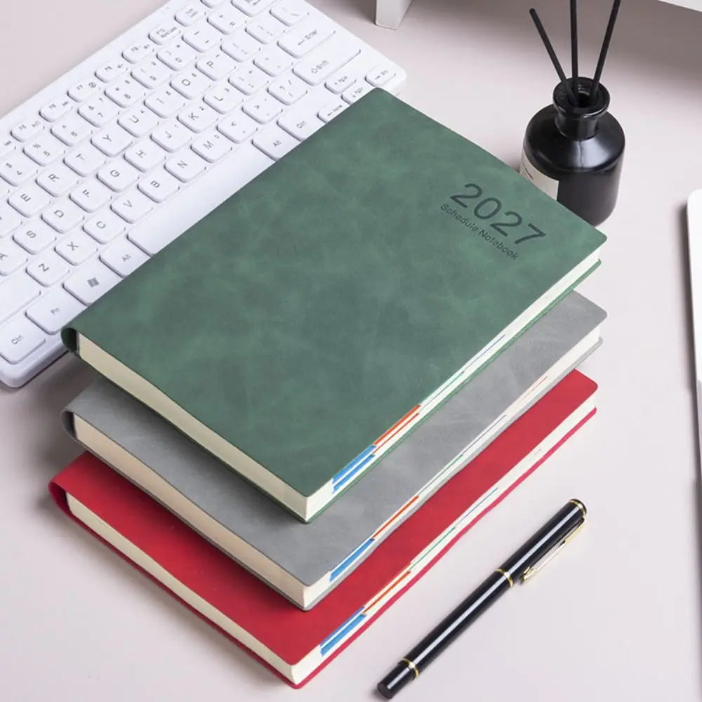 2027 Schedule Notebook – A5 Portable Planner | 365-Day Agenda with Monthly, Weekly & Daily Pages | PU Leather Cover | 6 Colors