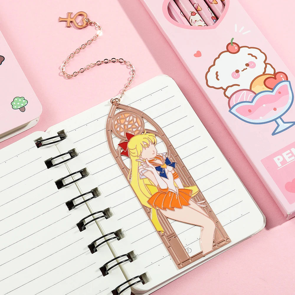 Anime Girl Metal Bookmark - Collectible Character Page Marker