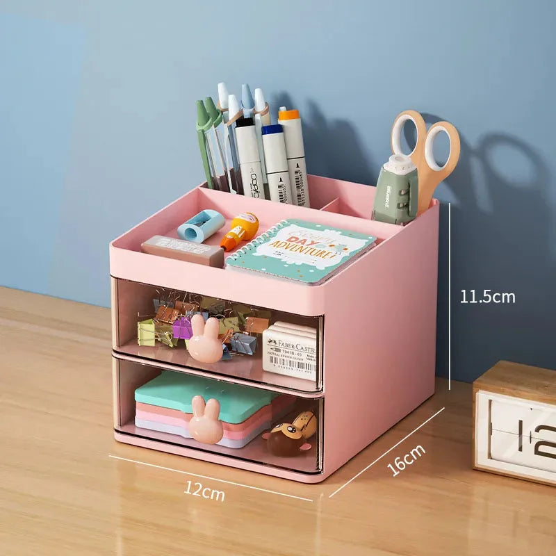 Desk Organizer with Drawer - Multi-Use Storage Box for Office & Makeup