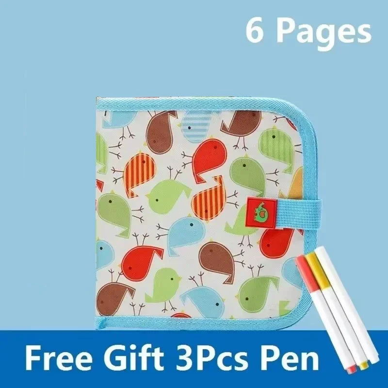 Magic Erasable Fabric Coloring Book for Kids – Draw, Erase & Repeat! | 6 Pages + 3 Pens Included