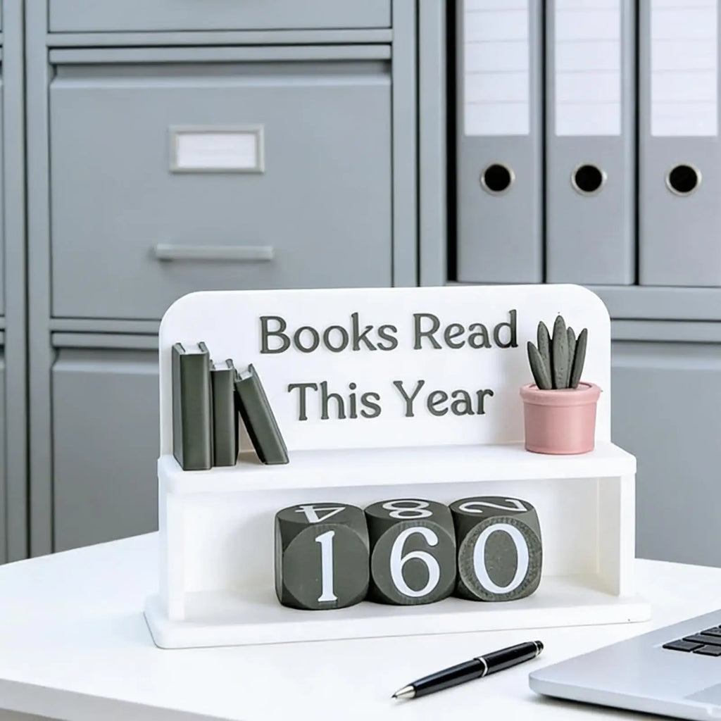 Books Read This Year Counter - Manual Reading Tracker & Shelf Decor for Book Lovers