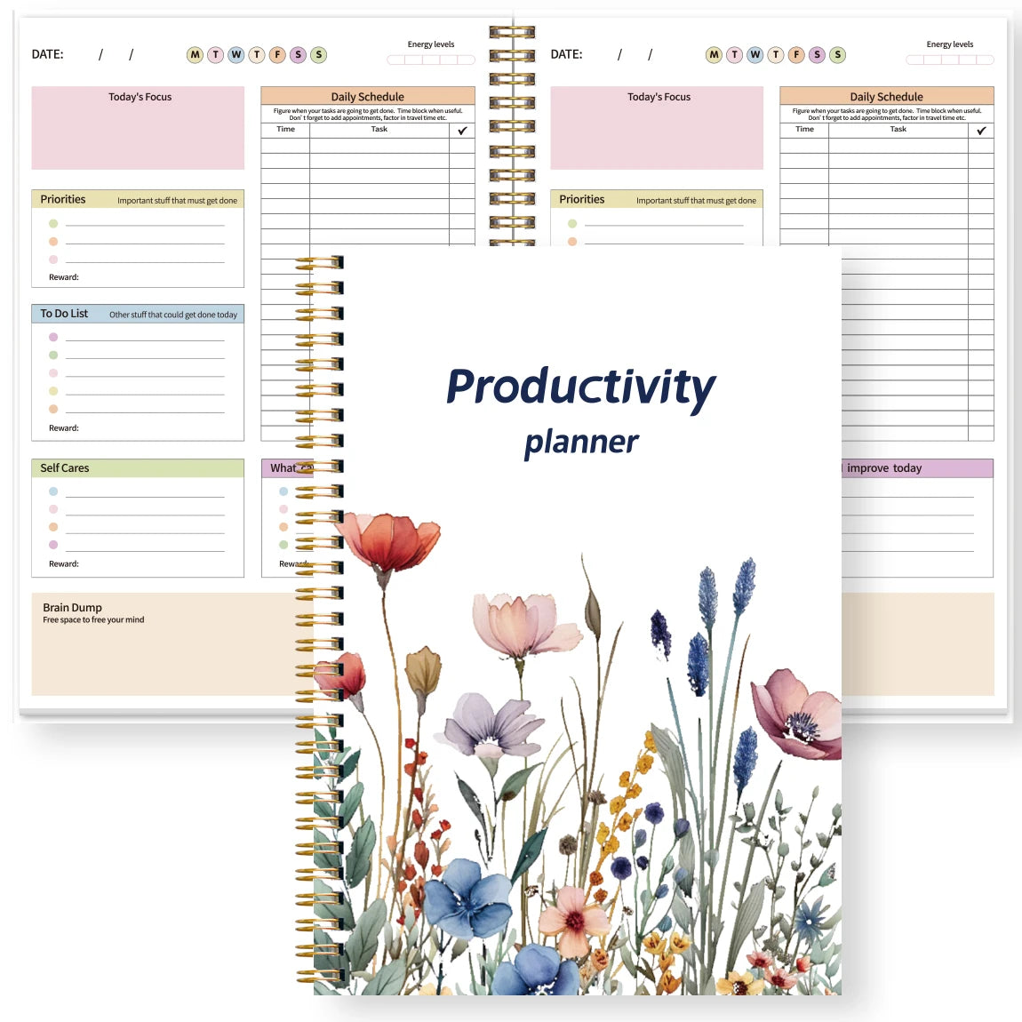 Floral Productivity Planner - Daily & Weekly Organizer with Priorities & To-Do Lists