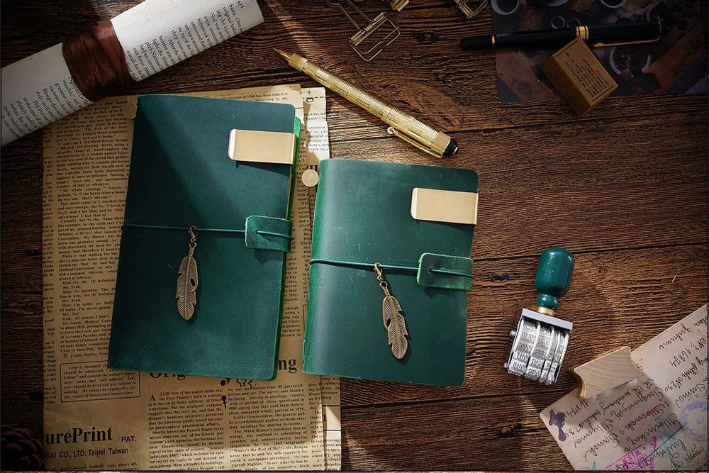 Genuine Leather Refillable Travel Journal - Handmade Retro Notebook with 192 Pages