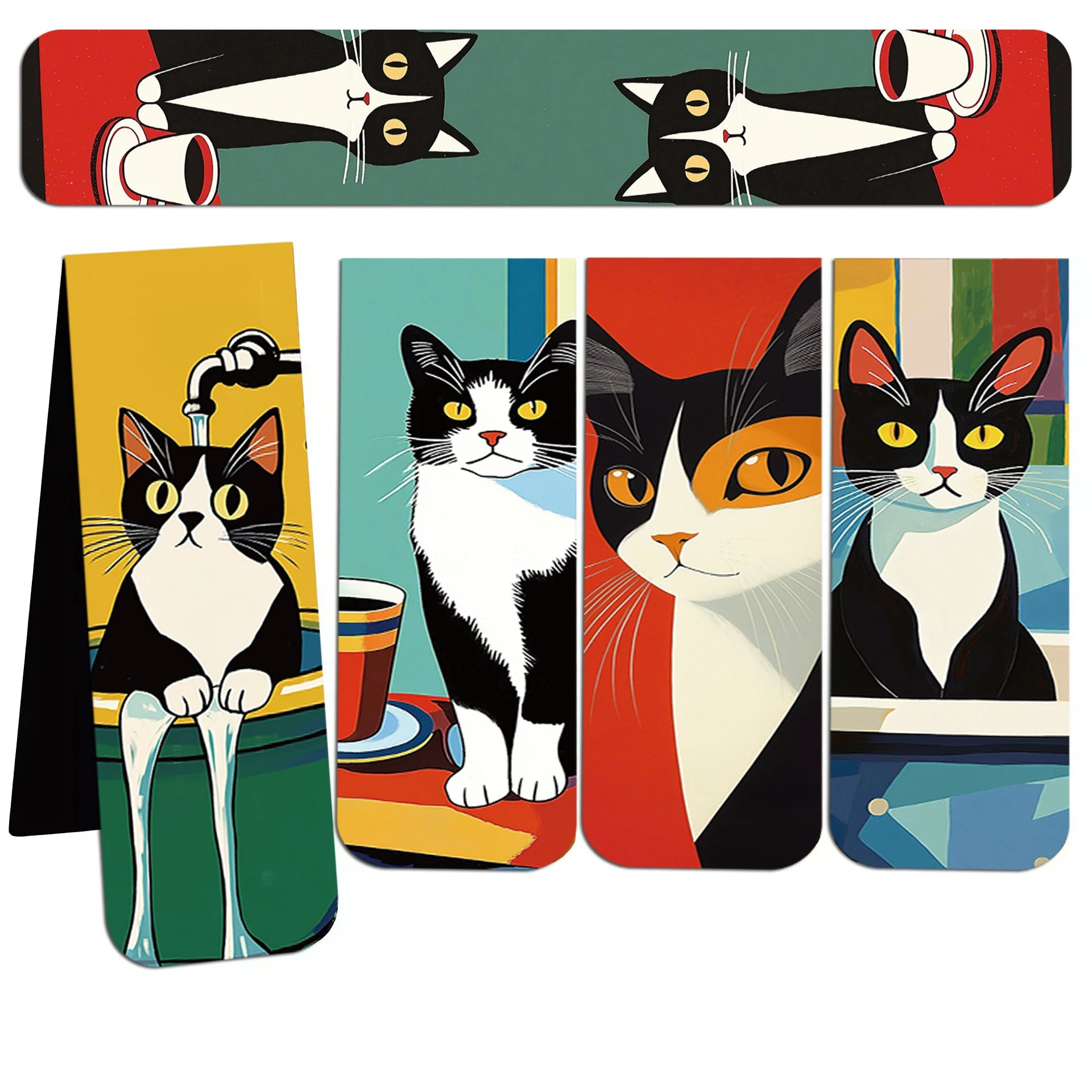 Cat Magnetic Bookmarks - Set of 5 Adorable Page Holders