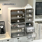 Clear Desktop Storage Box with Lid - Multi-Use Organizer for Desk & Vanity (2 Sizes)