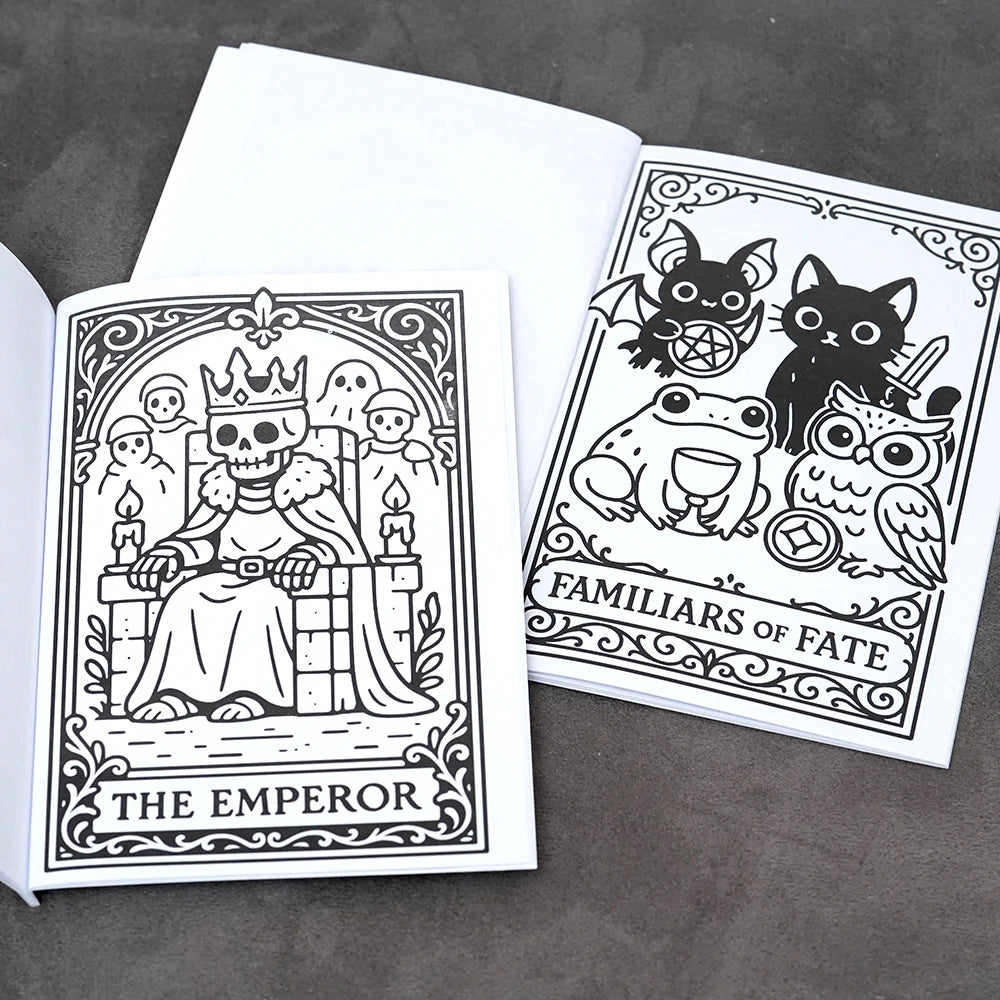 Moonlit Tarot Realms – Gothic Kawaii Tarot Coloring Book for Adults | Witchy, Mystical & Spooky Cute