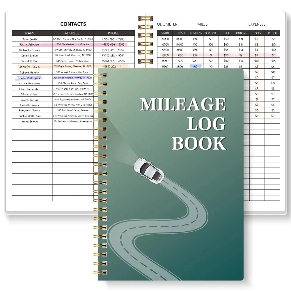 A5 Mileage Log Book - Vehicle Expense Tracker for Business & Personal Car Records
