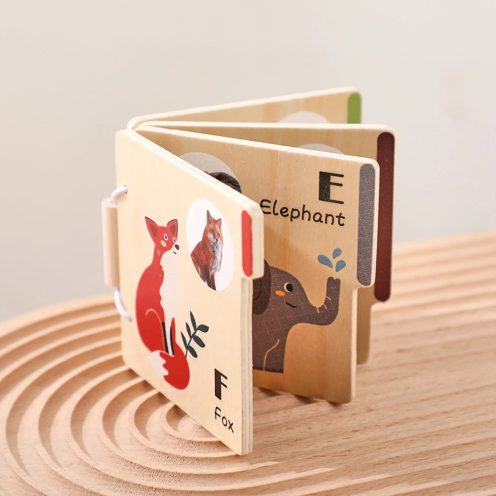 Wooden Animal Flap Book - Interactive Learning Toy for Babies & Toddlers