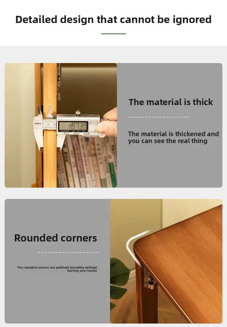 Foldable Bamboo Desk with Built-In Storage Shelf – No-Assembly Space-Saving Study & Computer Desk for Bedroom & Small Spaces