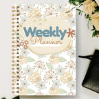 Undated Weekly Planner – A5 Spiral Journal | Weekly Goals, To-Do List & Habit Tracker | Romantic Boho Floral Cover