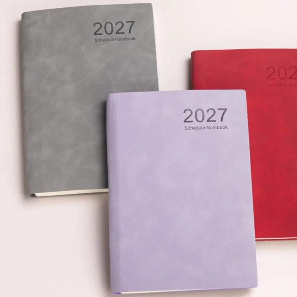 2027 Schedule Notebook – A5 Portable Planner | 365-Day Agenda with Monthly, Weekly & Daily Pages | PU Leather Cover | 6 Colors