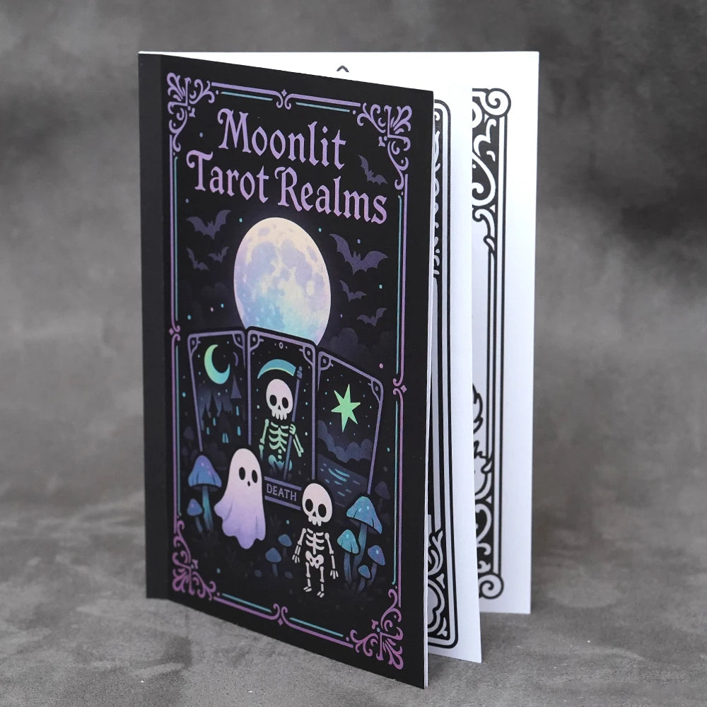 Moonlit Tarot Realms – Gothic Kawaii Tarot Coloring Book for Adults | Witchy, Mystical & Spooky Cute