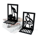 Music-Themed Metal Bookends — Heavy Duty Decorative Book Stoppers for Shelf & Desk